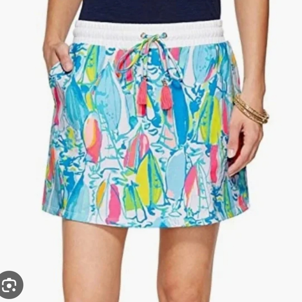 Lilly Pulitzer Pink Blue Yellow Patterned Mini Skirt - Picture 2 of 5